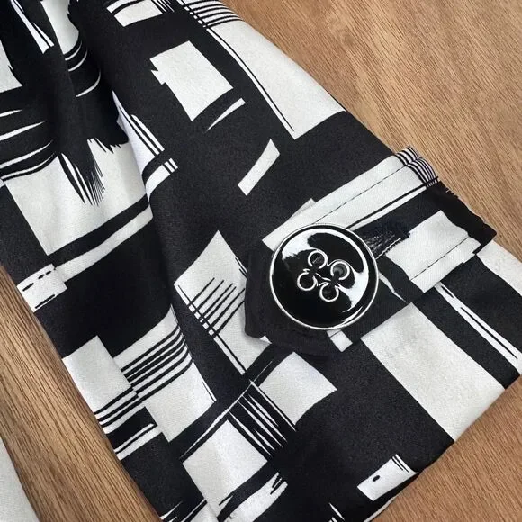 Three Pink Hearts Trina Abstract Trench Coat Black White M - Picture 3 of 6